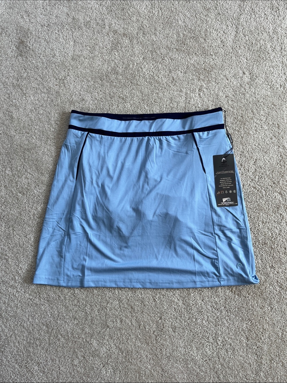 Head Golf Sky Blue Athletic Mini Skirt with Navy Accents Built in Shorts Sz. M